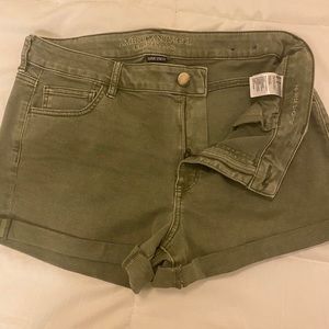 Green jean shorts